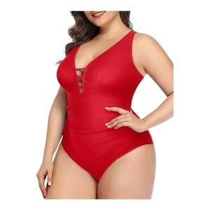 Yonique Women One Piece Swimsuit Tummy Control Bathing Suit Lace up Plunge front